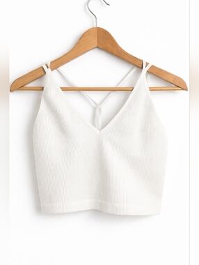Dynamite White Ribbed Strappy Crop Tank Top Size M